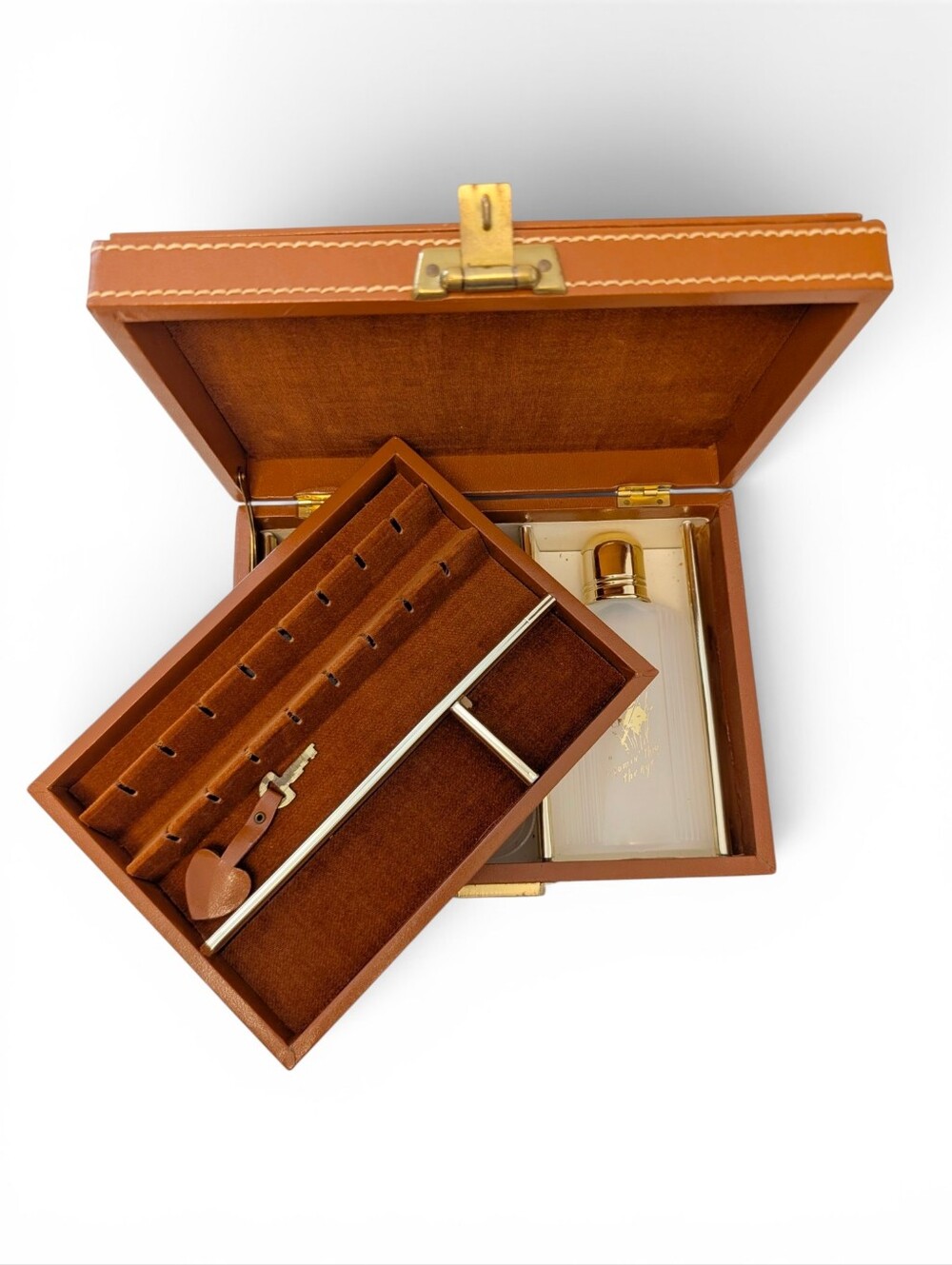 VINTAGE Mixology Locking Jewelry Box Secret Hidden Scotch Liquor Compartment